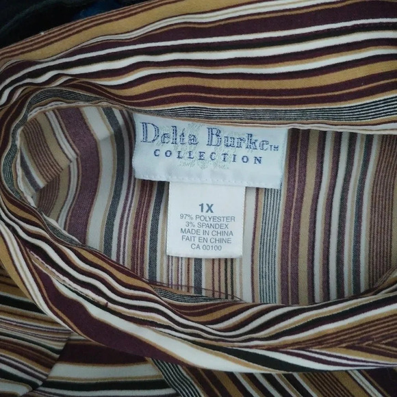 Delta Burke Retro 70s  Style Blouse, Stripes, 1X - Picture 7 of 7